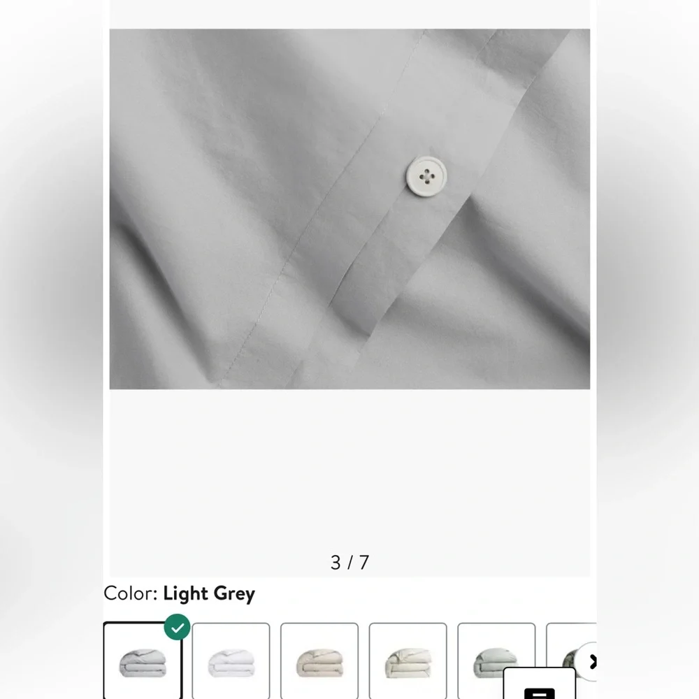 Parachute Light Gray 100% Cotton Duvet Cover Size Full/Queen NEW $280